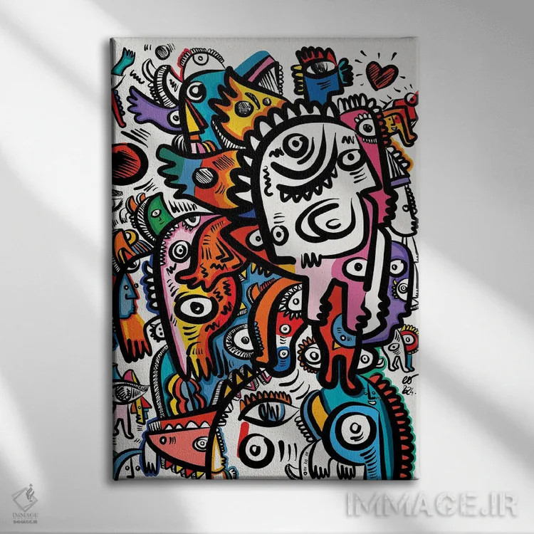 تابلو دکوراتیو موجودات ناتمام گرافیتی در بهشت اثر امانوئل سیگنورینو - نمای روبهرو روی دیوار