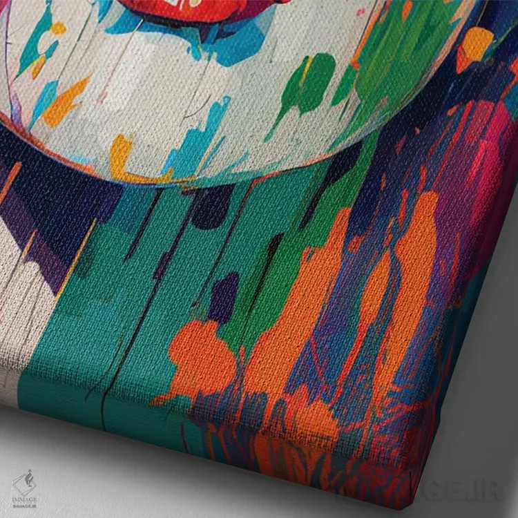 تابلو دکوراتیو پرتره رنگارنگ و شیک پاپ آرت اثر امانوئل سیگنورینو - نمای نزدیک بافت بوم