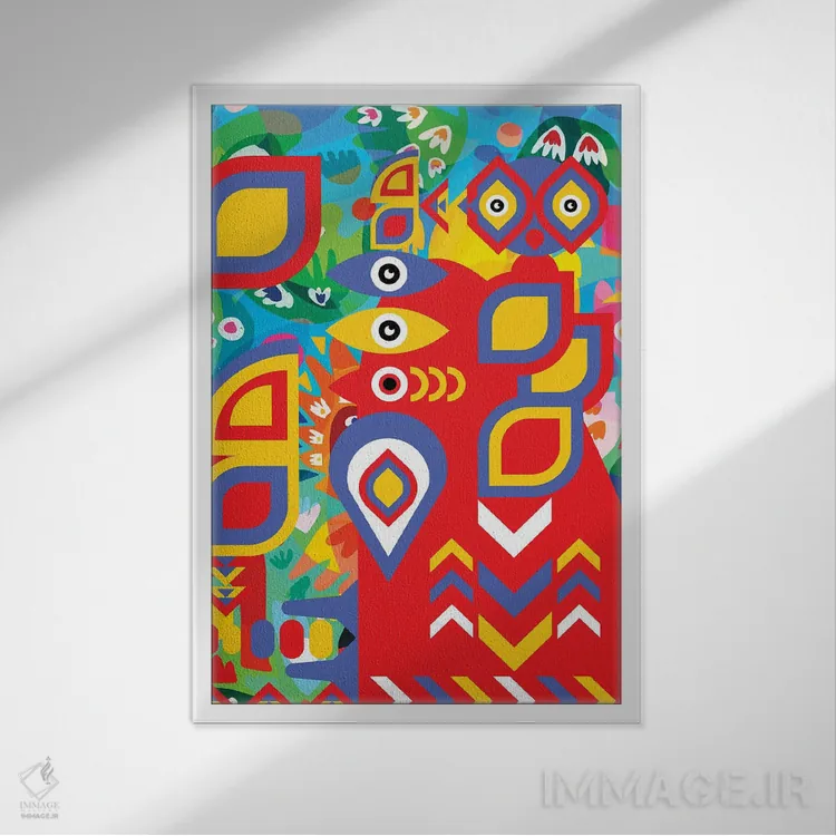 تابلو انتزاعی روح مایا در جنگل اثر امانوئل سیگنورینو - نمای قابدار سفید