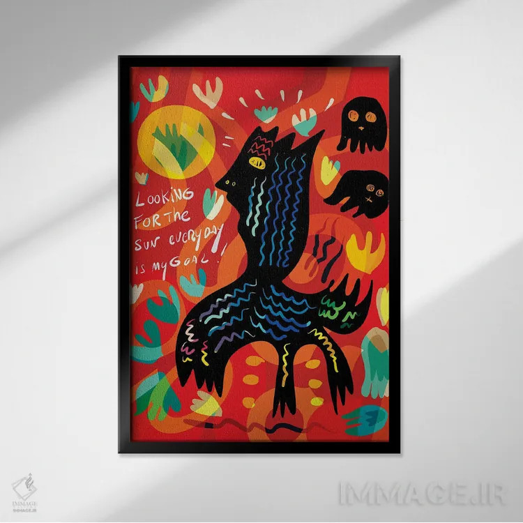 تابلو انتزاعی در جستجوی خورشید اثر امانوئل سیگنورینو - نمای قابدار مشکی