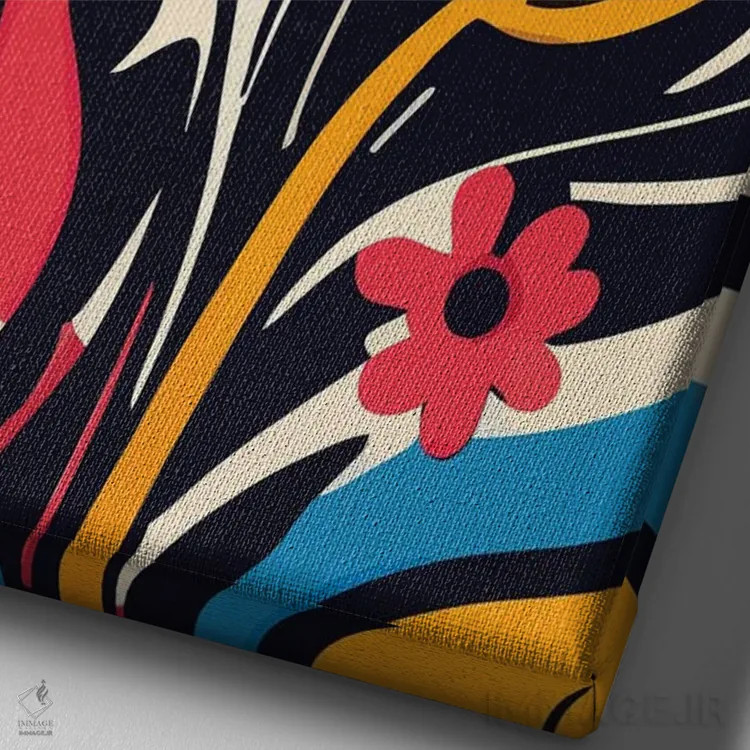 تابلو انتزاعی گل های انتزاعی برش خورده اثر امانوئل سیگنورینو - نمای نزدیک بافت بوم