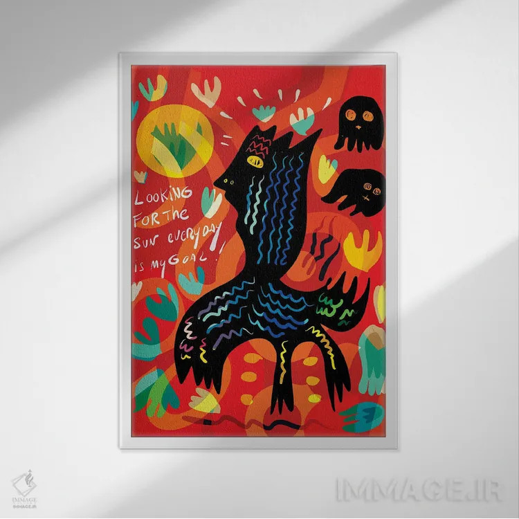 تابلو انتزاعی در جستجوی خورشید اثر امانوئل سیگنورینو - نمای قابدار سفید