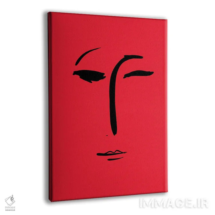 تابلو مدرن پرتره مینیمال دختری با لباس قرمز اثر امانوئل سیگنورینو - نمای پرسپکتیو محصول