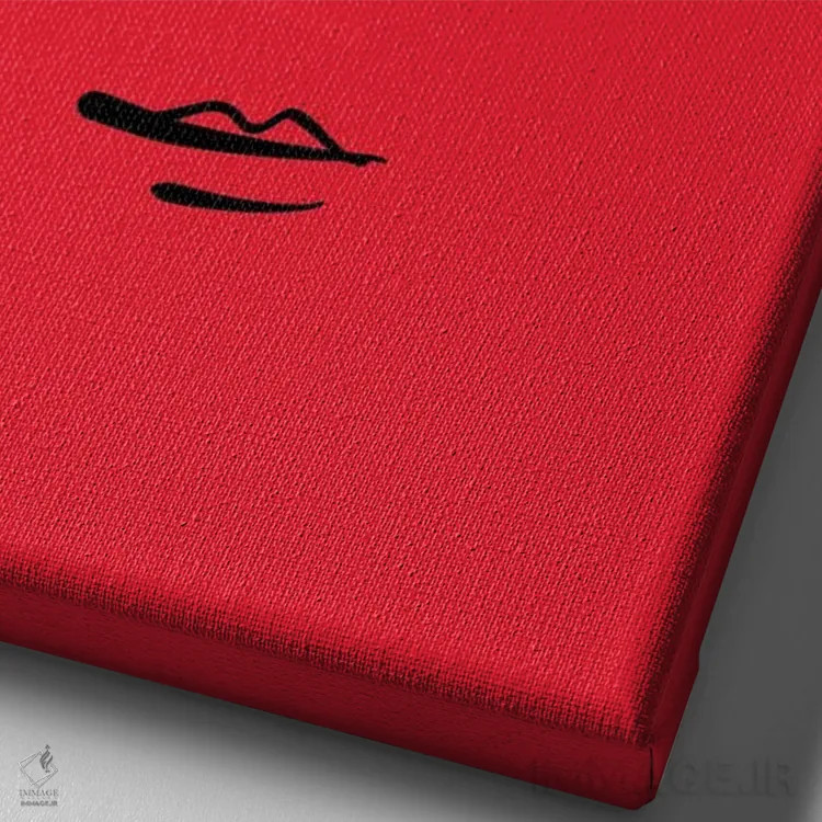 تابلو مدرن پرتره مینیمال دختری با لباس قرمز اثر امانوئل سیگنورینو - نمای نزدیک بافت بوم