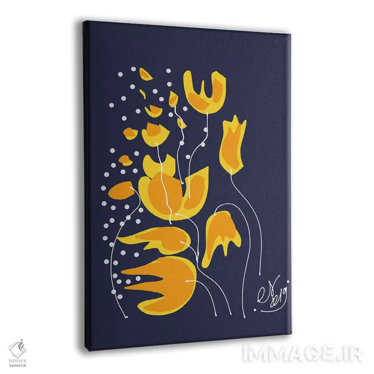 تابلو مینیمال گل های طلایی در شب اثر امانوئل سیگنورینو - نمای پرسپکتیو محصول