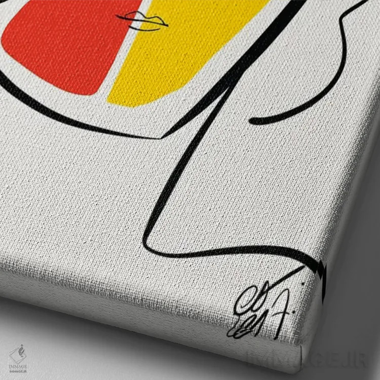 تابلو مدرن پرتره مینیمال و گرافیکی فرانسوی اثر امانوئل سیگنورینو - نمای نزدیک بافت بوم