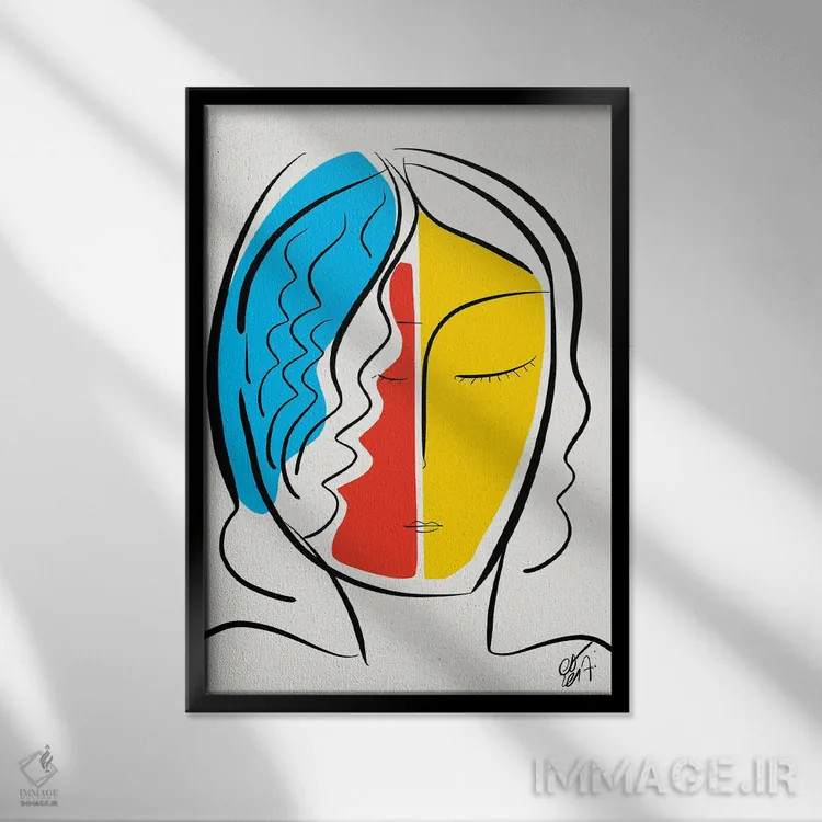 تابلو مدرن پرتره مینیمال و گرافیکی فرانسوی اثر امانوئل سیگنورینو - نمای قابدار مشکی