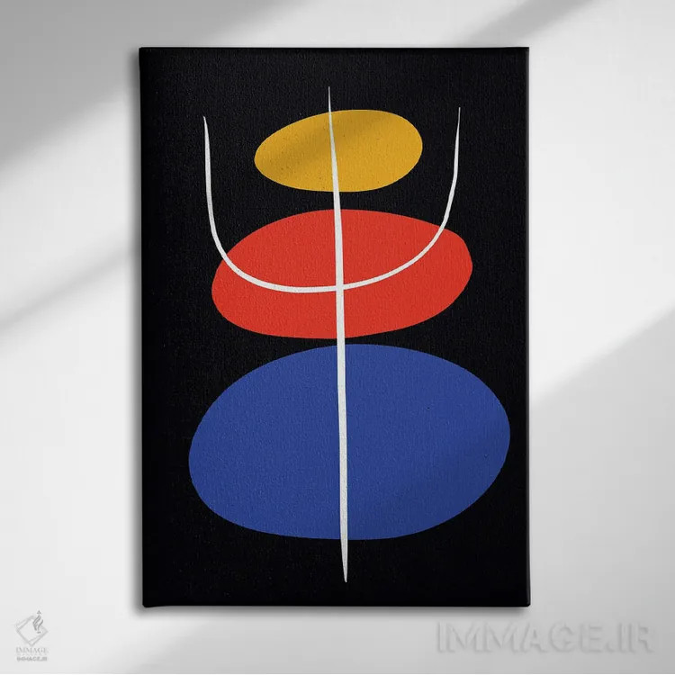 تابلو انتزاعی سنگ های ذن سیاه اثر امانوئل سیگنورینو - نمای روبهرو روی دیوار