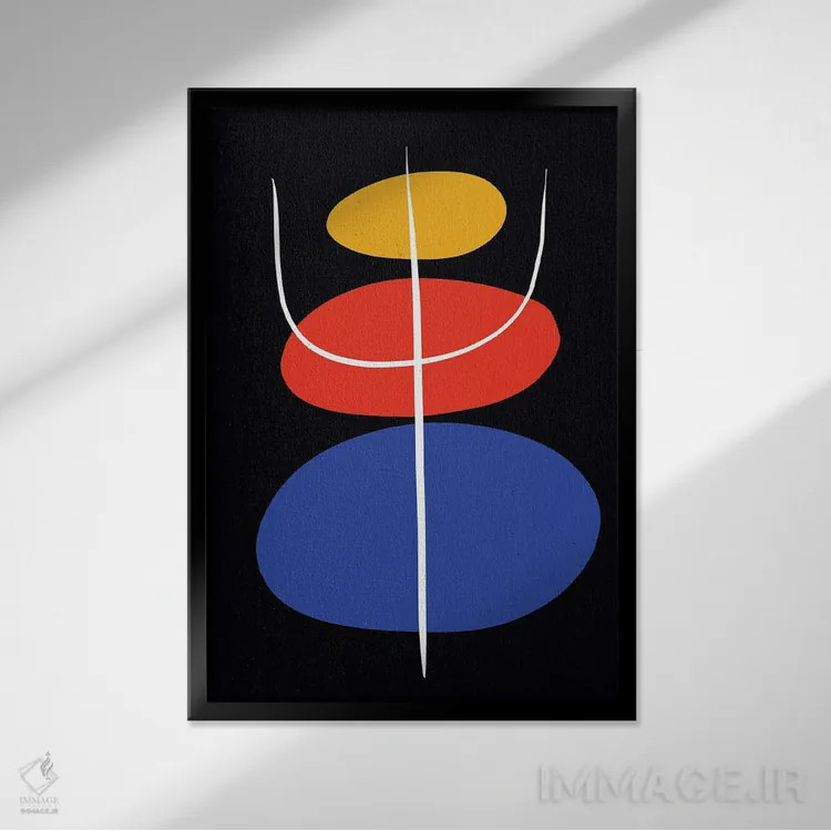 تابلو انتزاعی سنگ های ذن سیاه اثر امانوئل سیگنورینو - نمای قابدار مشکی