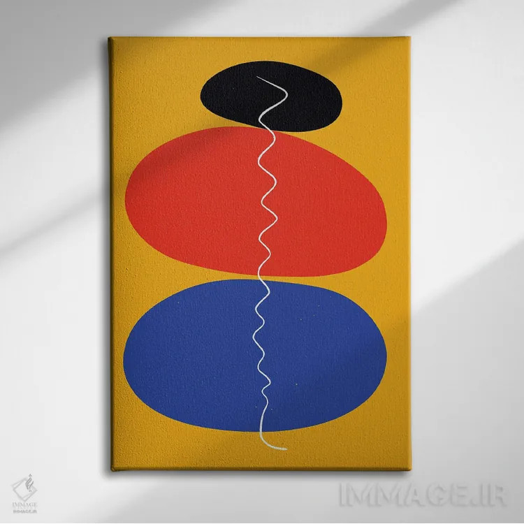 تابلو انتزاعی سنگ های ذن زرد اثر امانوئل سیگنورینو - نمای روبهرو روی دیوار