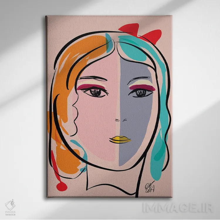 تابلو مینیمال پرتره پاستل استفانیا اثر امانوئل سیگنورینو - نمای روبهرو روی دیوار