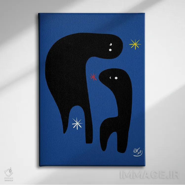 تابلو دکوراتیو دو روح در شب آبی اثر امانوئل سیگنورینو - نمای روبهرو روی دیوار