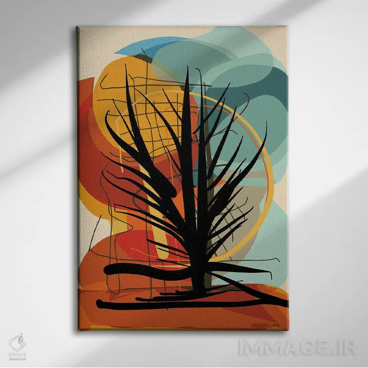 تابلو دکوراتیو درخت در غروب آفریقایی اثر امانوئل سیگنورینو - نمای روبهرو روی دیوار