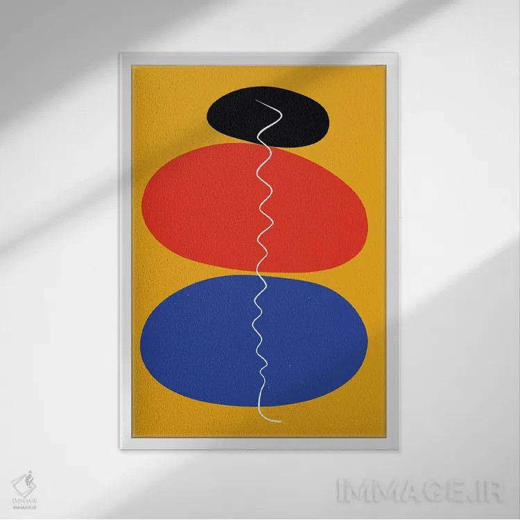 تابلو انتزاعی سنگ های ذن زرد اثر امانوئل سیگنورینو - نمای قابدار سفید