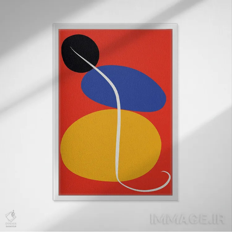 تابلو انتزاعی سنگ های ذن قرمز اثر امانوئل سیگنورینو - نمای قابدار سفید