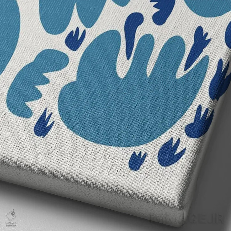 تابلو مینیمال برش های انتزاعی آبی اثر امانوئل سیگنورینو - نمای نزدیک بافت بوم