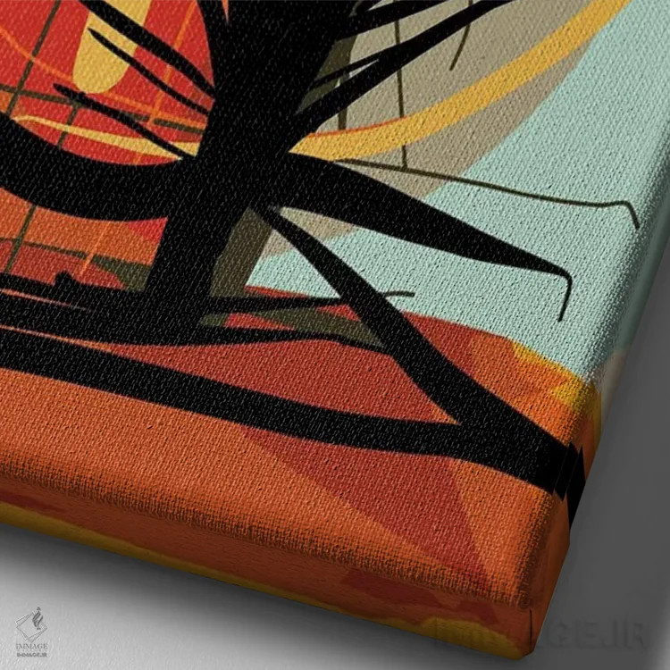 تابلو دکوراتیو درخت در غروب آفریقایی اثر امانوئل سیگنورینو - نمای نزدیک بافت بوم