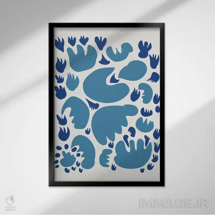 تابلو مینیمال برش های انتزاعی آبی اثر امانوئل سیگنورینو - نمای قابدار مشکی