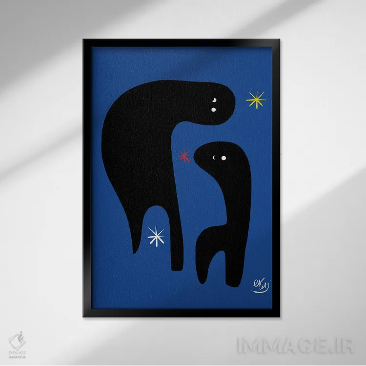 تابلو دکوراتیو دو روح در شب آبی اثر امانوئل سیگنورینو - نمای قابدار مشکی