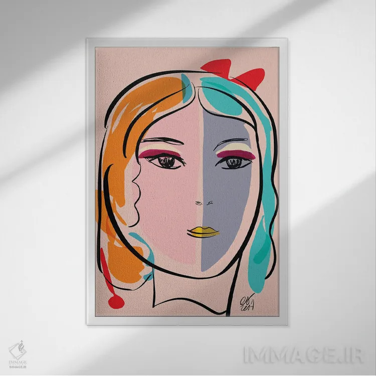 تابلو مینیمال پرتره پاستل استفانیا اثر امانوئل سیگنورینو - نمای قابدار سفید