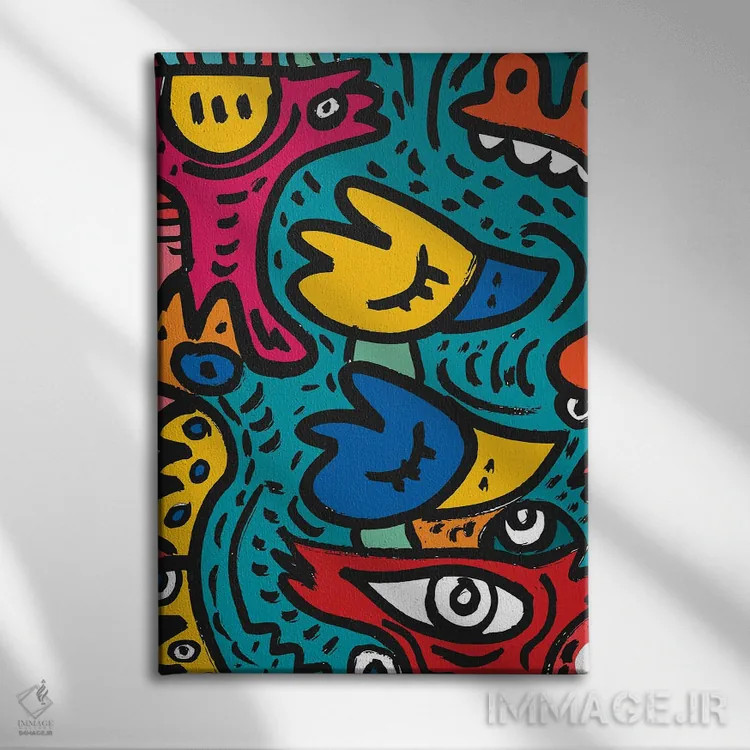 تابلو دکوراتیو دوقلوهای پرنده عشق اثر امانوئل سیگنورینو - نمای روبهرو روی دیوار