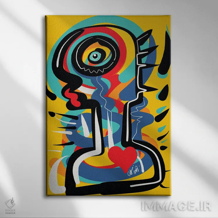 تابلو دکوراتیو توتم زرد قلبی اثر امانوئل سیگنورینو - نمای روبهرو روی دیوار