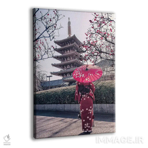 تابلو دکوراتیو بانویی با لباس قرمز اثر مانجیک پیکچرز - نمای پرسپکتیو محصول