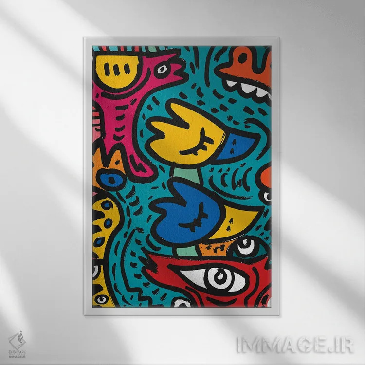 تابلو دکوراتیو دوقلوهای پرنده عشق اثر امانوئل سیگنورینو - نمای قابدار سفید