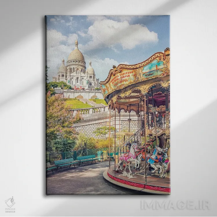 تابلو دکوراتیو مونمارتر آفتابی اثر مانجیک پیکچرز - نمای روبهرو روی دیوار