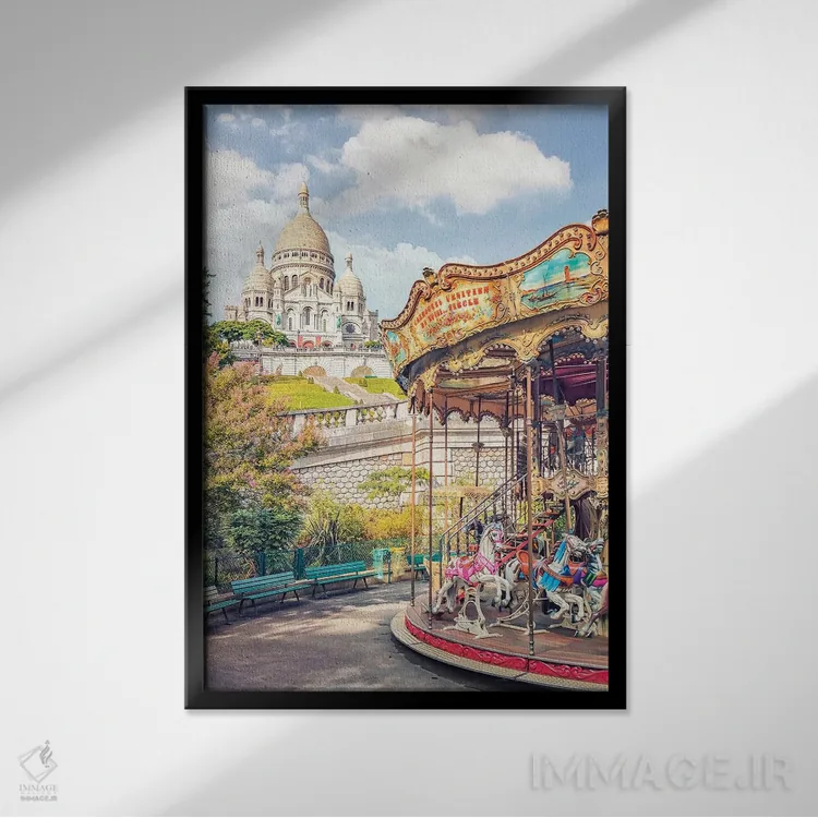 تابلو دکوراتیو مونمارتر آفتابی اثر مانجیک پیکچرز - نمای قابدار مشکی