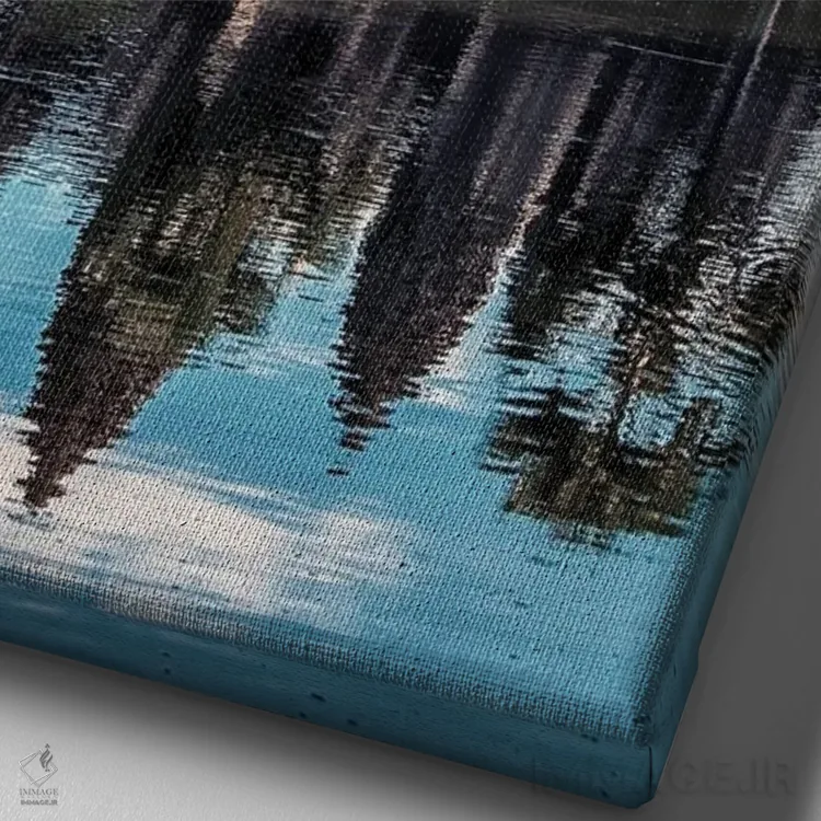 تابلو دکوراتیو انعکاس انگکور اثر مانجیک پیکچرز - نمای نزدیک بافت بوم