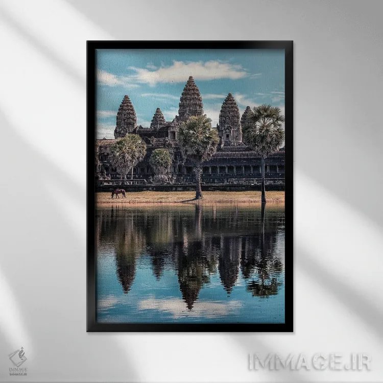 تابلو دکوراتیو انعکاس انگکور اثر مانجیک پیکچرز - نمای قابدار مشکی
