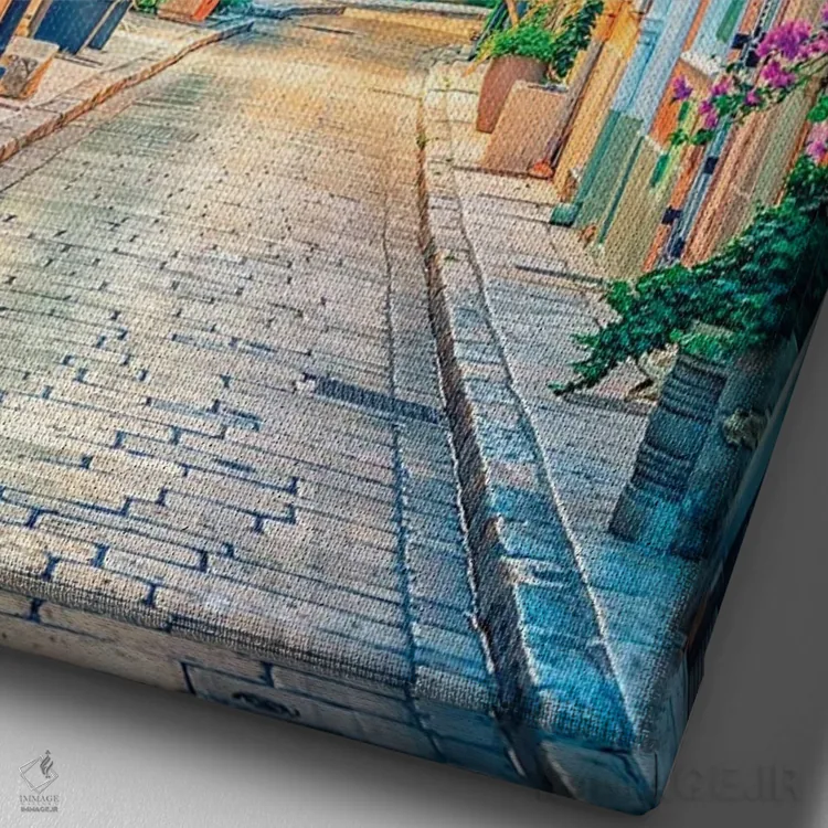 تابلو دکوراتیو خیابان سن تروپه اثر مانجیک پیکچرز - نمای نزدیک بافت بوم