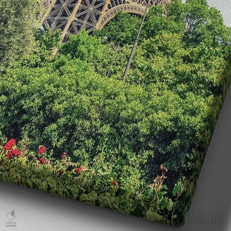 تابلو دکوراتیو باغی در پاریس اثر مانجیک پیکچرز - نمای نزدیک بافت بوم