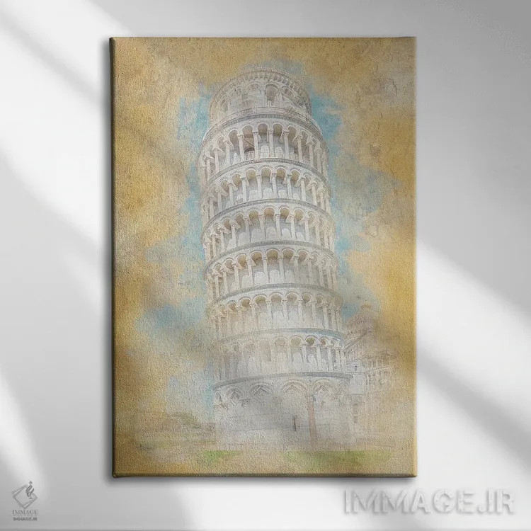 تابلو دکوراتیو آبرنگ پیزا اثر مانجیک پیکچرز - نمای روبهرو روی دیوار