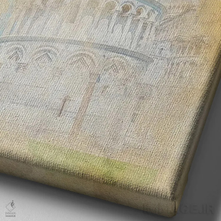 تابلو دکوراتیو آبرنگ پیزا اثر مانجیک پیکچرز - نمای نزدیک بافت بوم