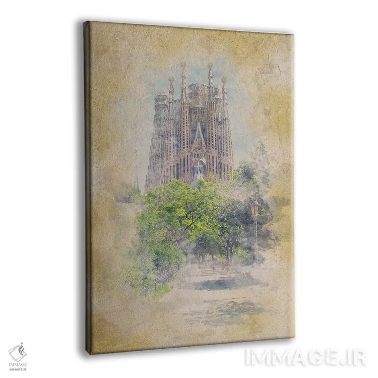 تابلو دکوراتیو آبرنگ ساگرادا فامیلیا اثر مانجیک پیکچرز - نمای پرسپکتیو محصول