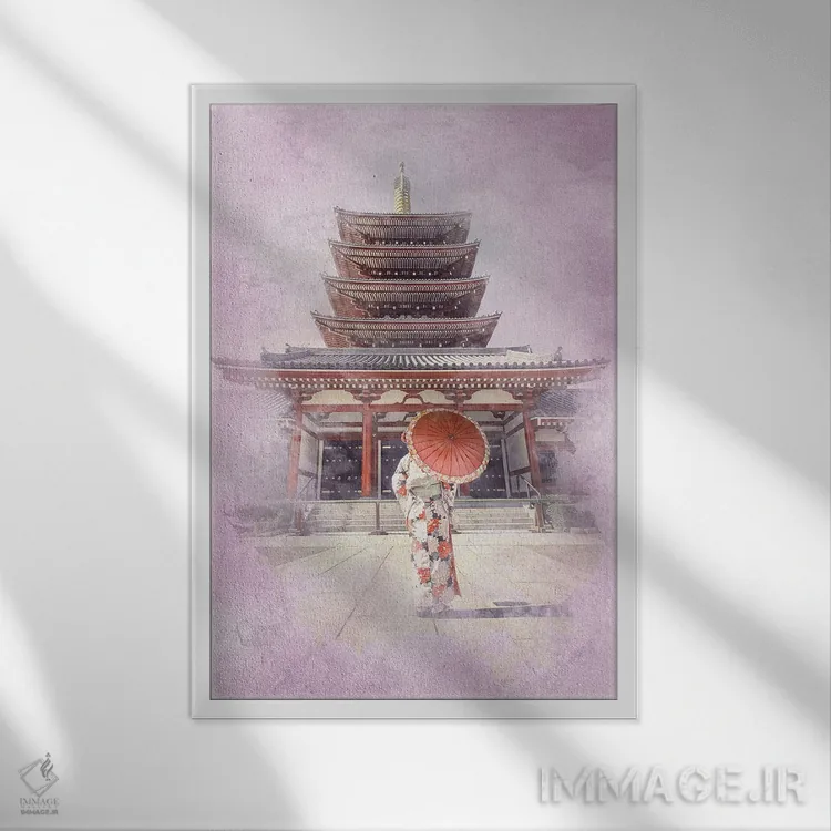 تابلو دکوراتیو آبرنگ توکیو اثر مانجیک پیکچرز - نمای قابدار سفید