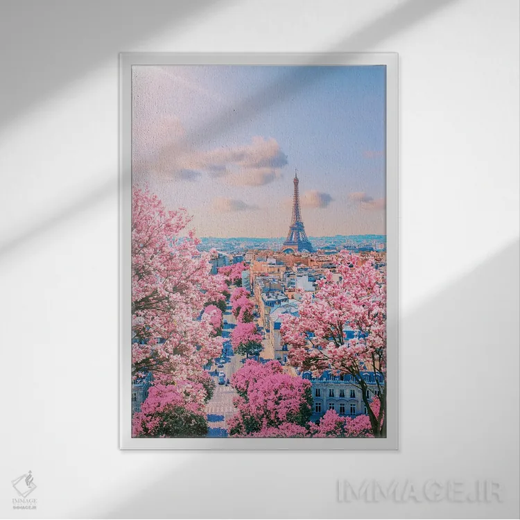 تابلو دکوراتیو بهار در پاریس اثر مانجیک پیکچرز - نمای قابدار سفید