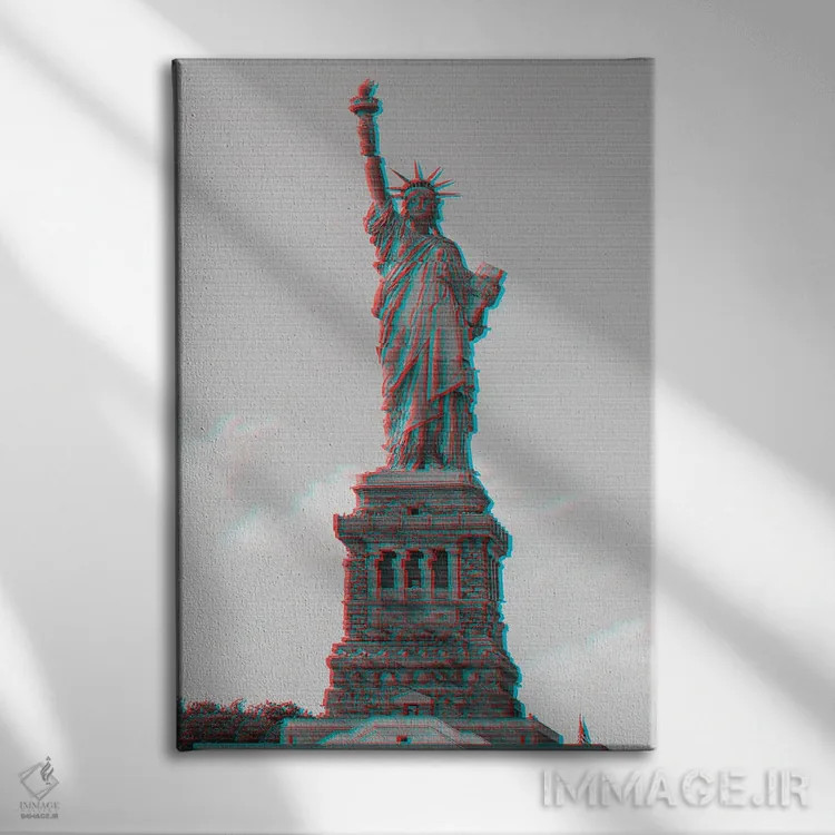 تابلو دکوراتیو آزادی گلیچ شده اثر مانجیک پیکچرز - نمای روبهرو روی دیوار