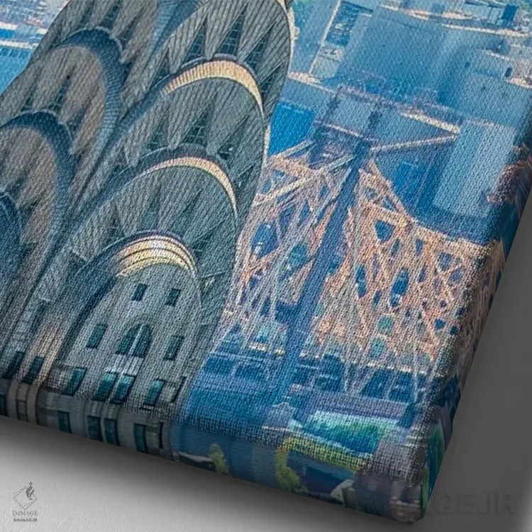 تابلو دکوراتیو بالای ساختمان کرایسلر اثر مانجیک پیکچرز - نمای نزدیک بافت بوم