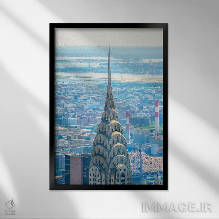 تابلو دکوراتیو بالای ساختمان کرایسلر اثر مانجیک پیکچرز - نمای قابدار مشکی