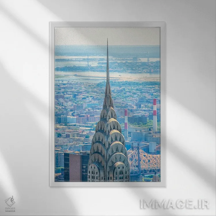 تابلو دکوراتیو بالای ساختمان کرایسلر اثر مانجیک پیکچرز - نمای قابدار سفید