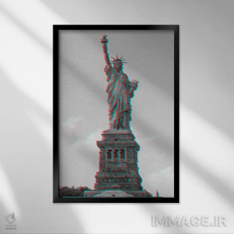 تابلو دکوراتیو آزادی گلیچ شده اثر مانجیک پیکچرز - نمای قابدار مشکی