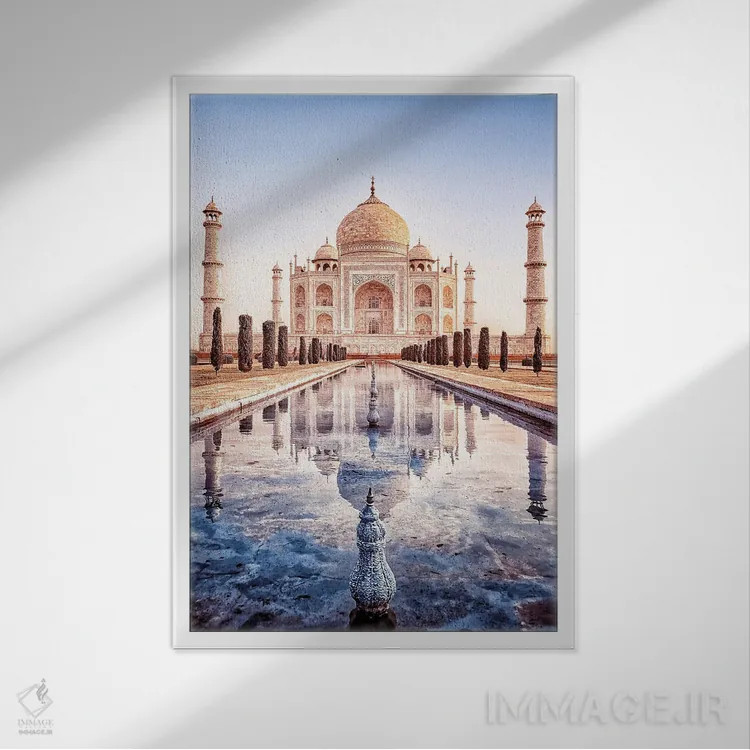تابلو دکوراتیو بازتاب تاج محل اثر مانجیک پیکچرز - نمای قابدار سفید