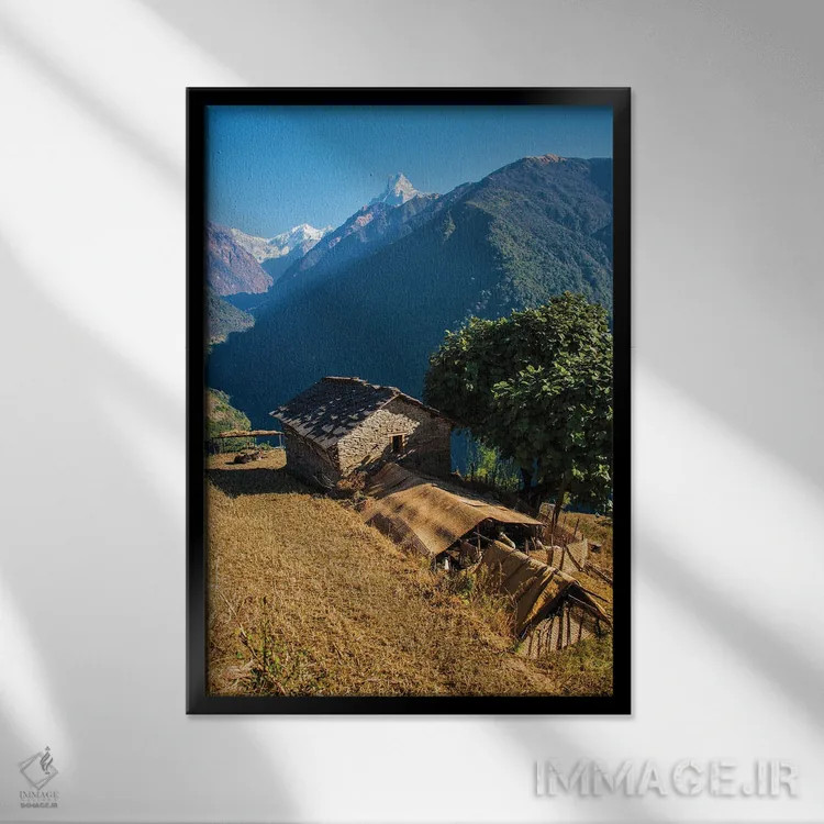 تابلو دکوراتیو چشم انداز هیمالیا اثر مانجیک پیکچرز - نمای قابدار مشکی