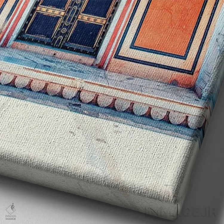 تابلو دکوراتیو درب هندی اثر مانجیک پیکچرز - نمای نزدیک بافت بوم