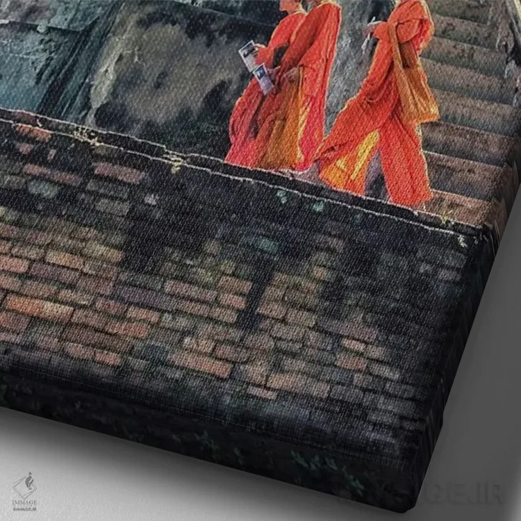 تابلو دکوراتیو معماری آیوتایا اثر مانجیک پیکچرز - نمای نزدیک بافت بوم