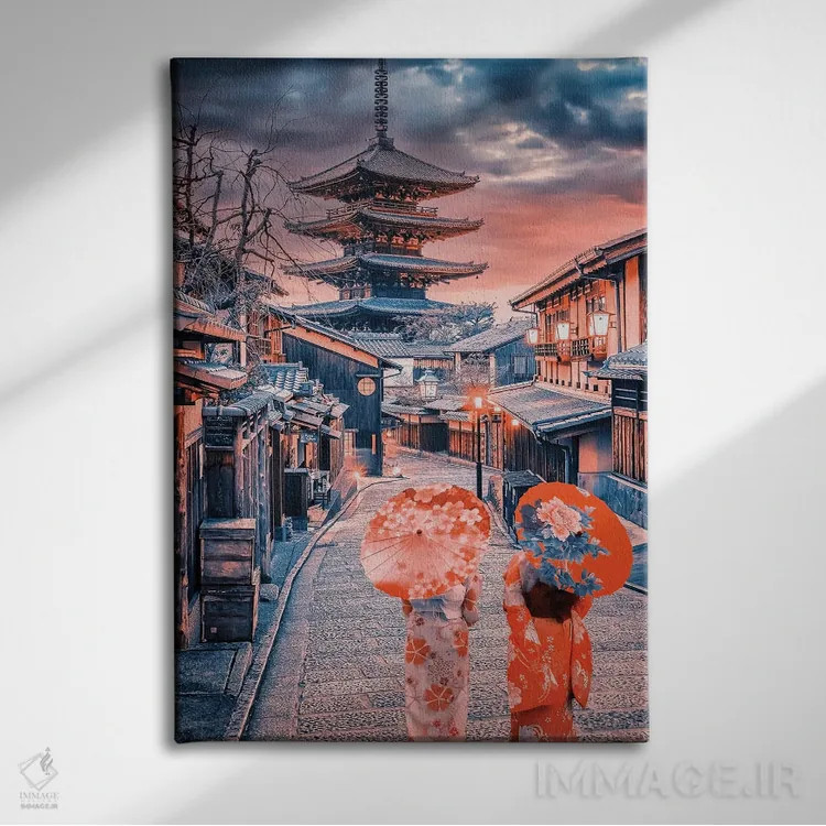 تابلو دکوراتیو کیوتوی قدیم اثر مانجیک پیکچرز - نمای روبهرو روی دیوار