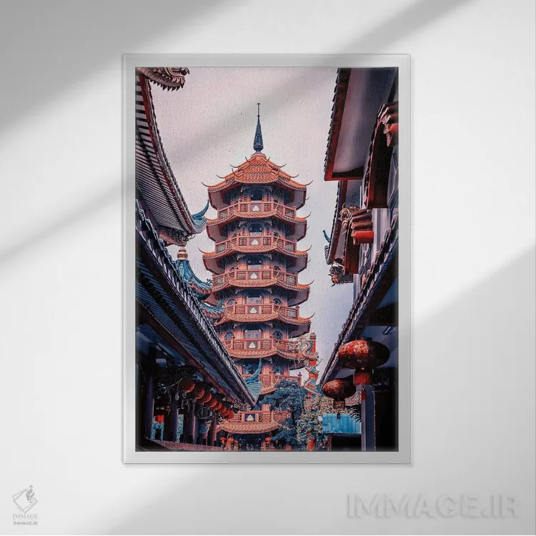تابلو دکوراتیو معماری چینی در بانکوک اثر مانجیک پیکچرز - نمای قابدار سفید